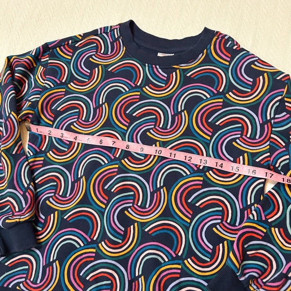 HANNA ANDERSSON cozy rainbow navy sweatshirt 10/140cm - long sleeve, ribbed cuff - Picture 3 of 8